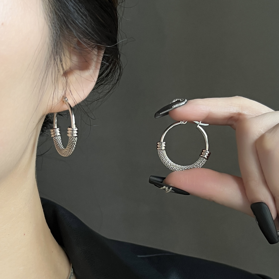 Vintage mesh-patchwork creolenoorbellen