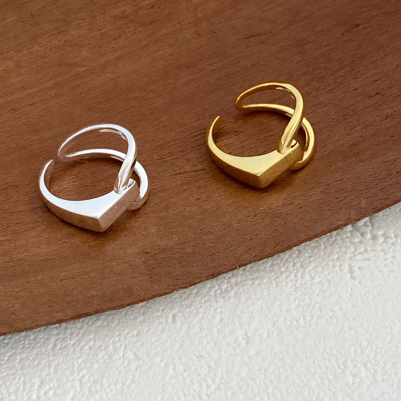 Asymmetrische verstelbare ring van sterling zilver