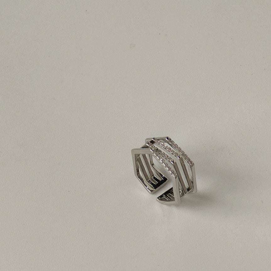 Zirkonia zeshoek verstelbare ring