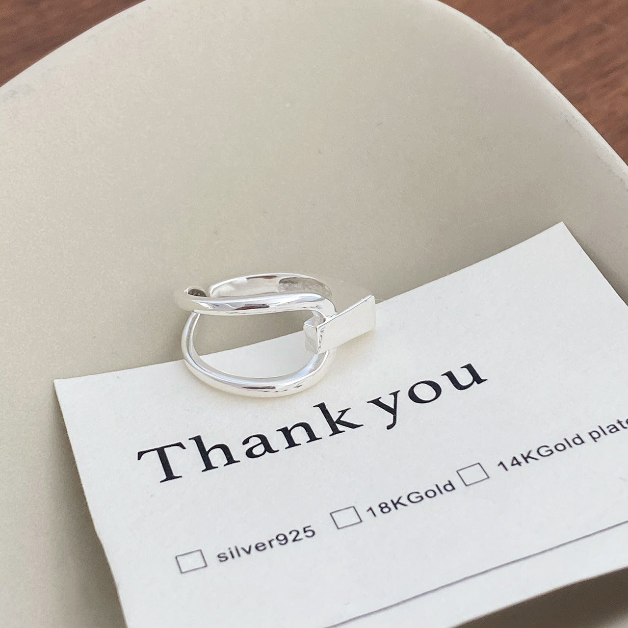 Asymmetrische verstelbare ring van sterling zilver
