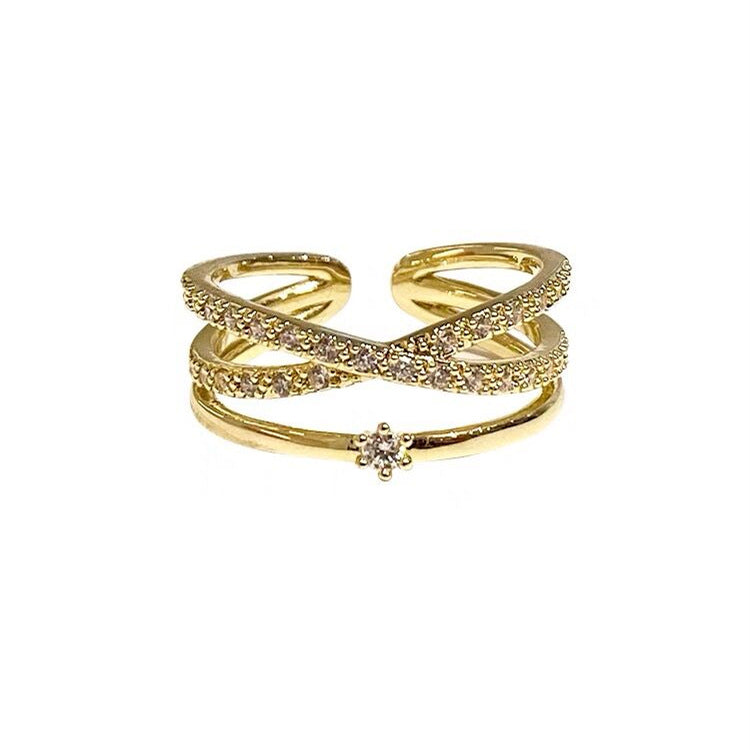 Kruis lagen delicate zirkonia ring