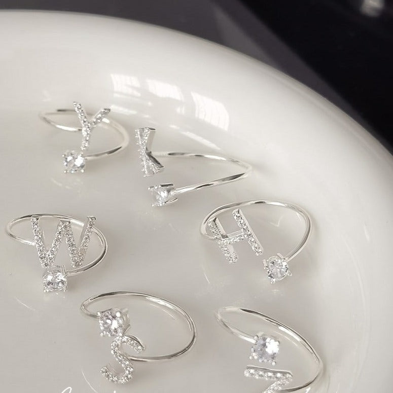 Zirkonia letter sterling zilver ring