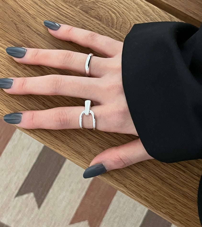 Asymmetrische verstelbare ring van sterling zilver