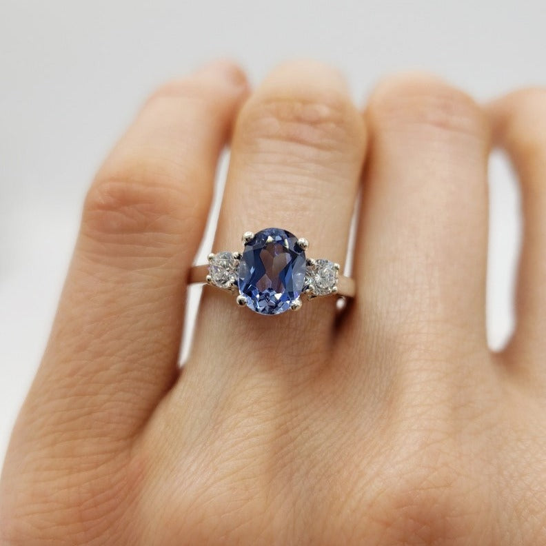 Blauwe saffier ring van sterlingzilver
