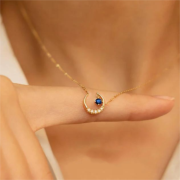 Geboortesteen-maanhanger – Elegante edelsteenketting voor haar