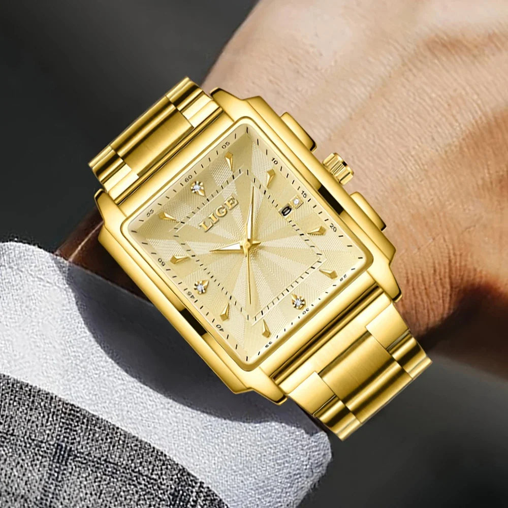 Horloges Luxe Vierkante Quartz Clock Polshorloge Origineel Lichtgevende