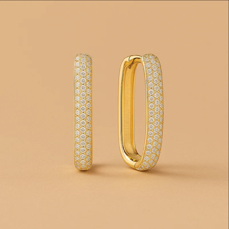 Icon Pavé Hoops | Sprankelende 18k Gouden Oorbellen