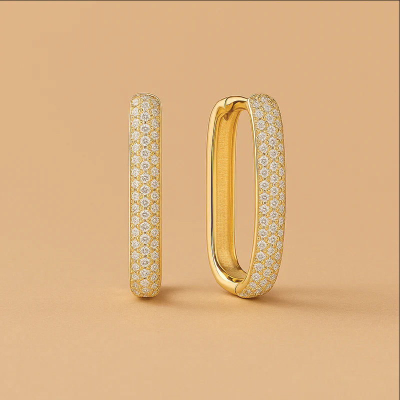 Stralende 16K Gouden Hoepeloorbellen – Pavé Statement Ontwerp