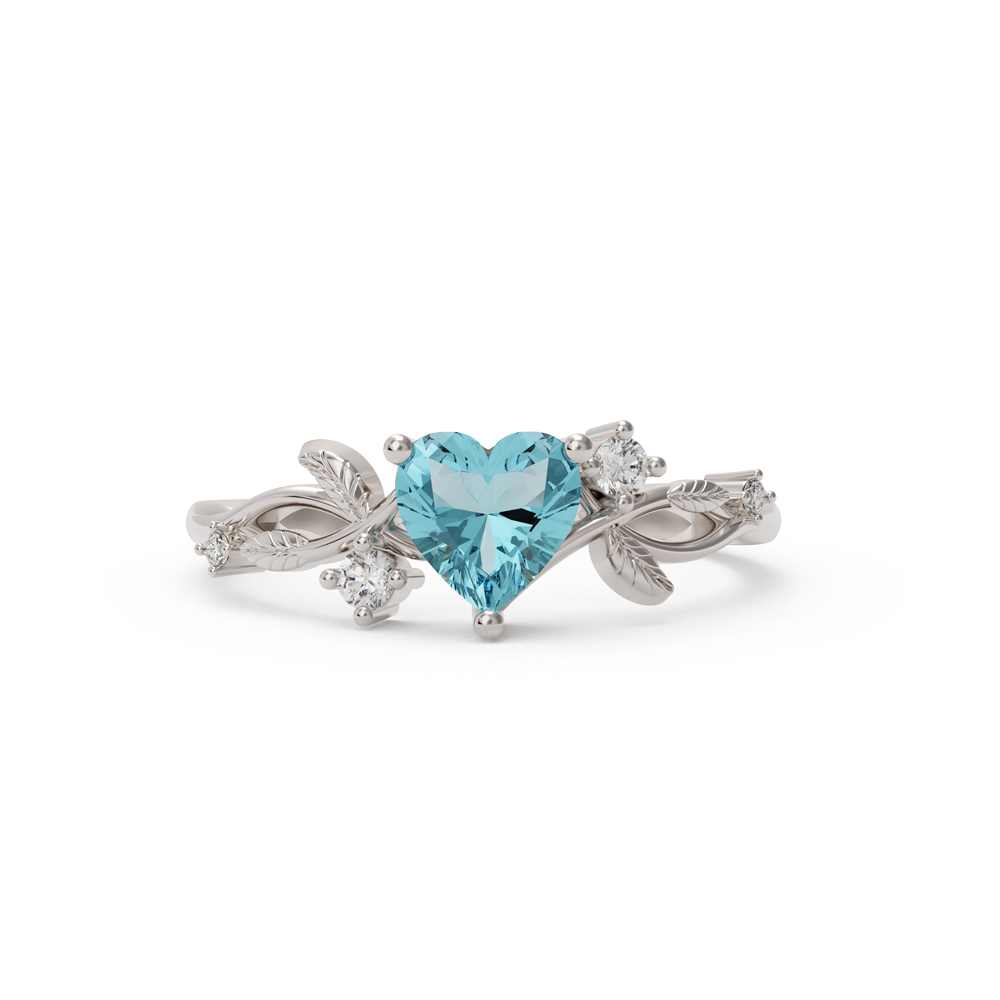 Hartvormige edelsteenring van sterlingzilver