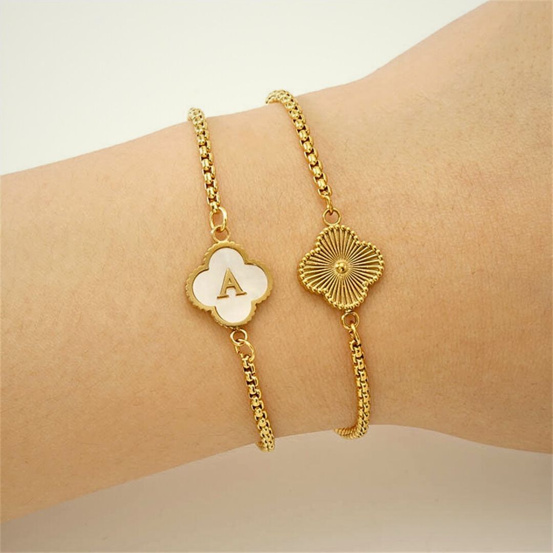 Gepersonaliseerde Klaverinitiaalarmband