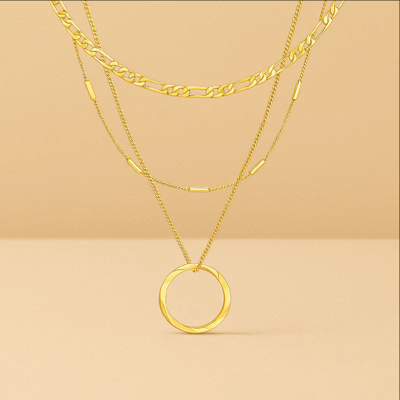 Drievoudige Open Cirkel | 18k Gouden Ketting