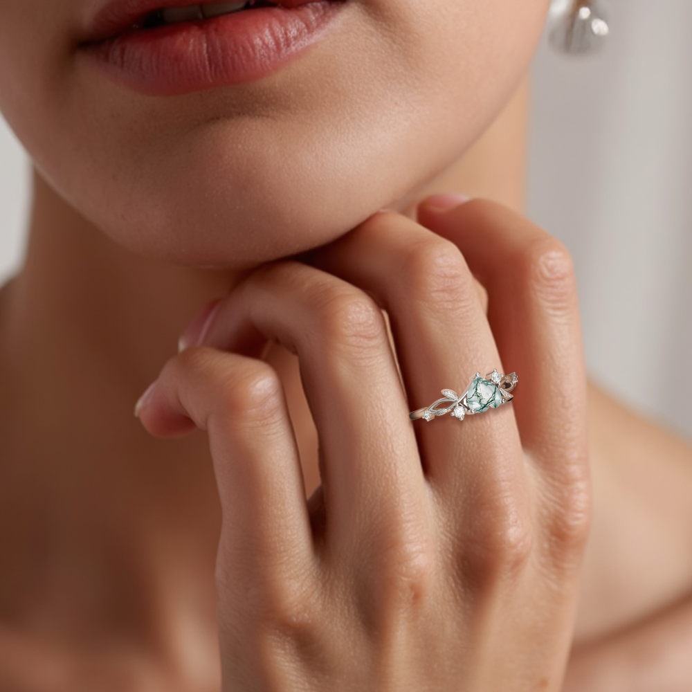 Hartvormige edelsteenring van sterlingzilver