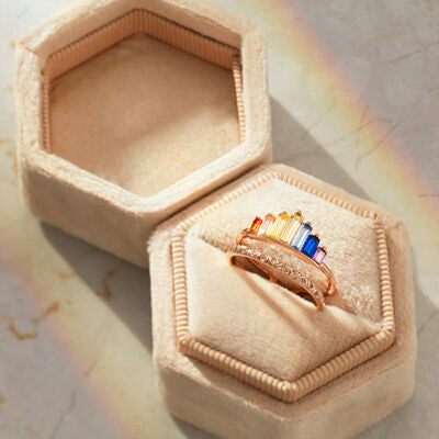 Regenboog Kroon-Hart Ring (Open) – Vintage Design met LGBT-Pride