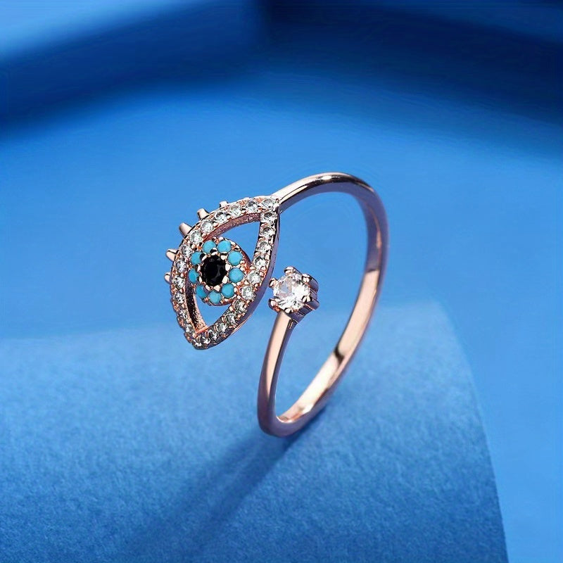 Hemels Oog Ring met Blauwe Edelsteenaccent voor Geluk & Stijl