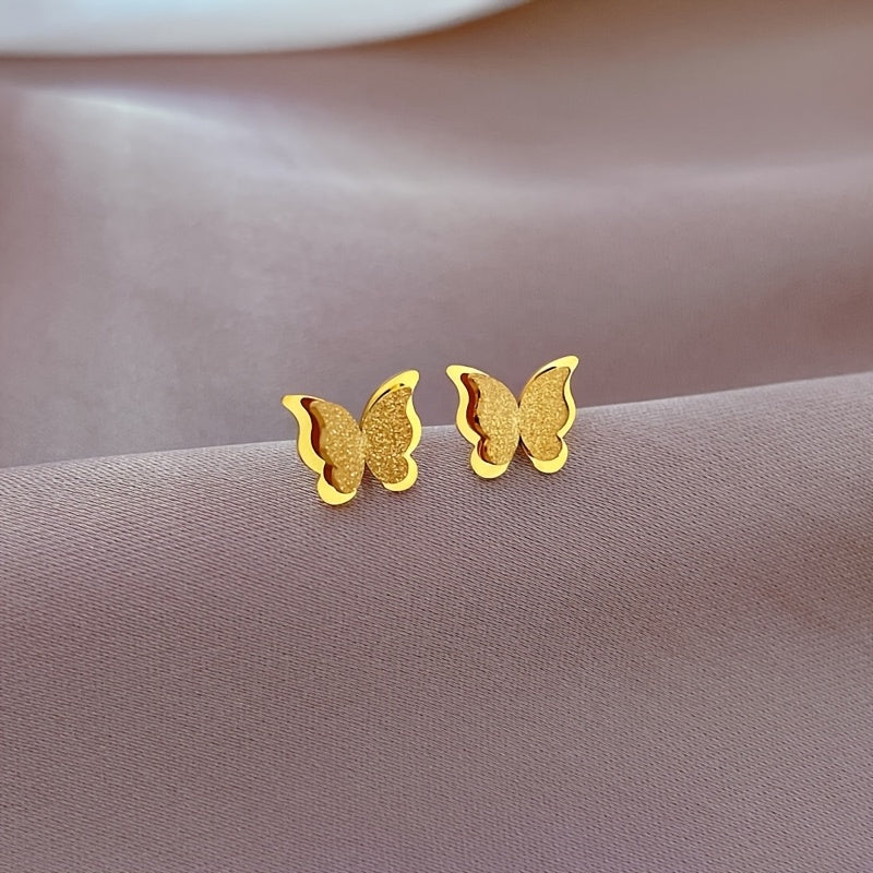 Gouden Gefladder Hypoallergene RVS Vlinderstekers voor Tijdloze Elegantie
