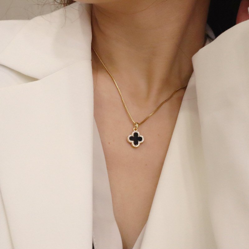 Goudvergulde Ingelegde Vierbladige Klaverketting