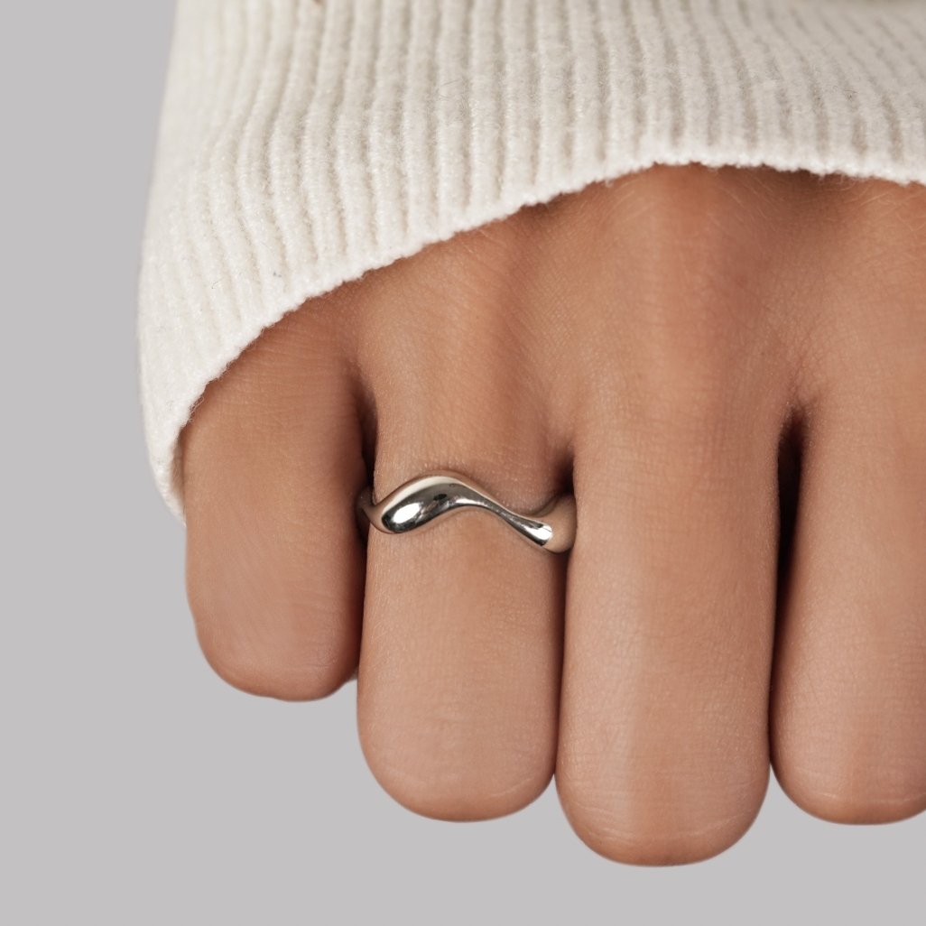 Verstelbare Zilveren Ring met Golvend Design