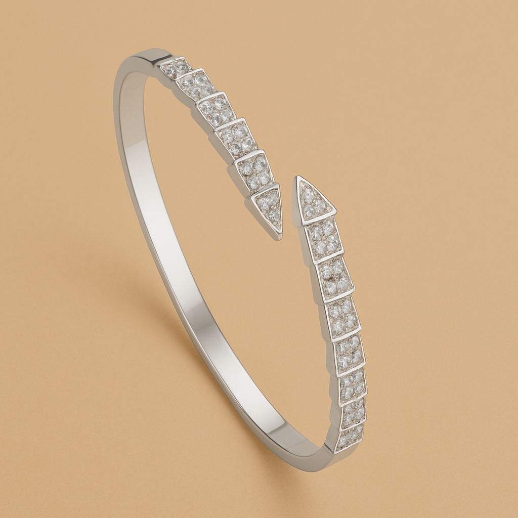 Glanzende Serpentijn Armband – Moissanite Luxe voor Elke Dag