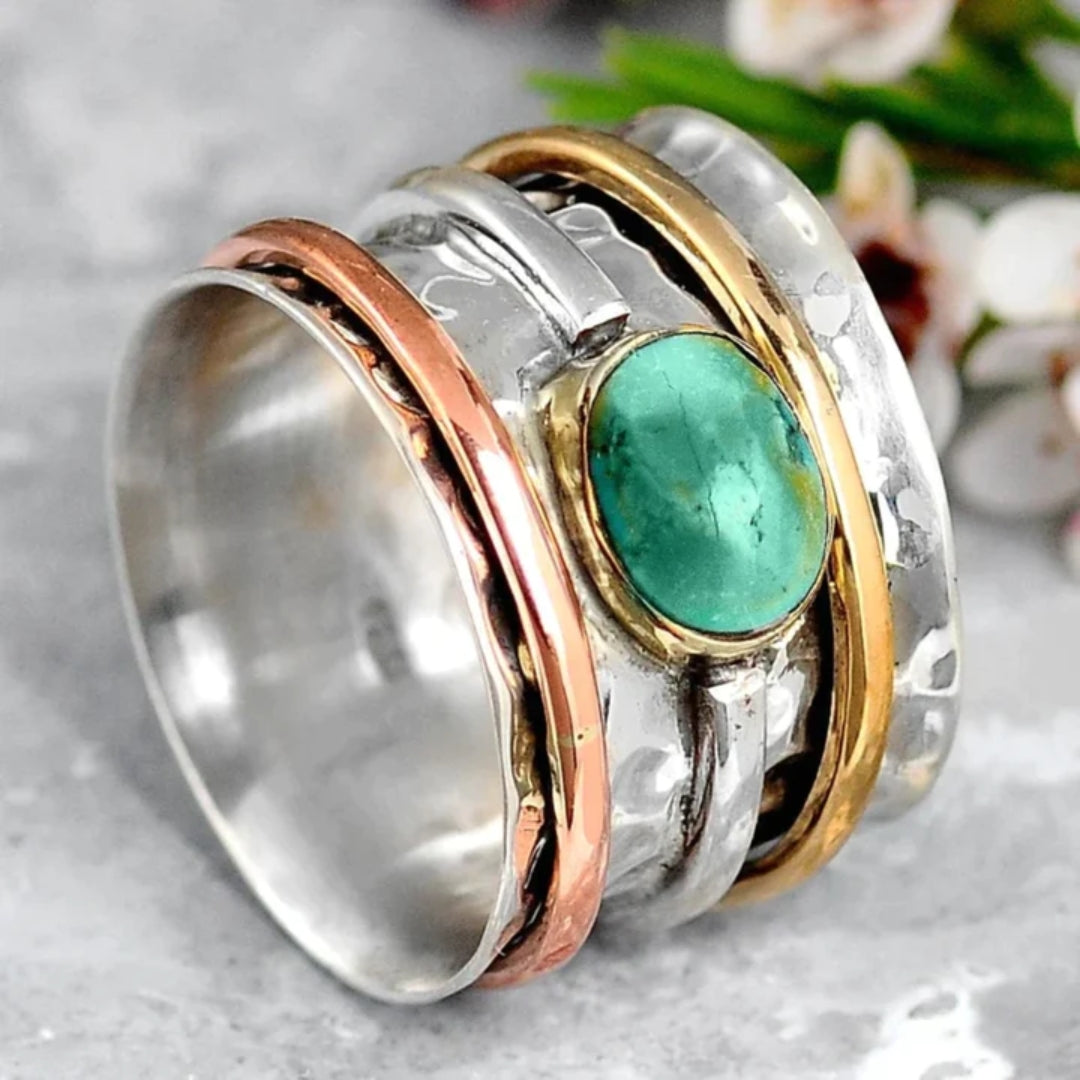 Coco – Vintage Turquoise Ring in Goud & Zilver