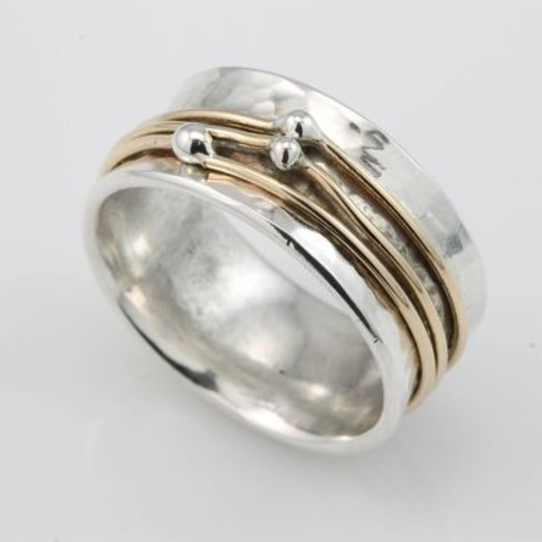 Shine – Elegante Vintage Ring met Goudgelamineerd Zilver