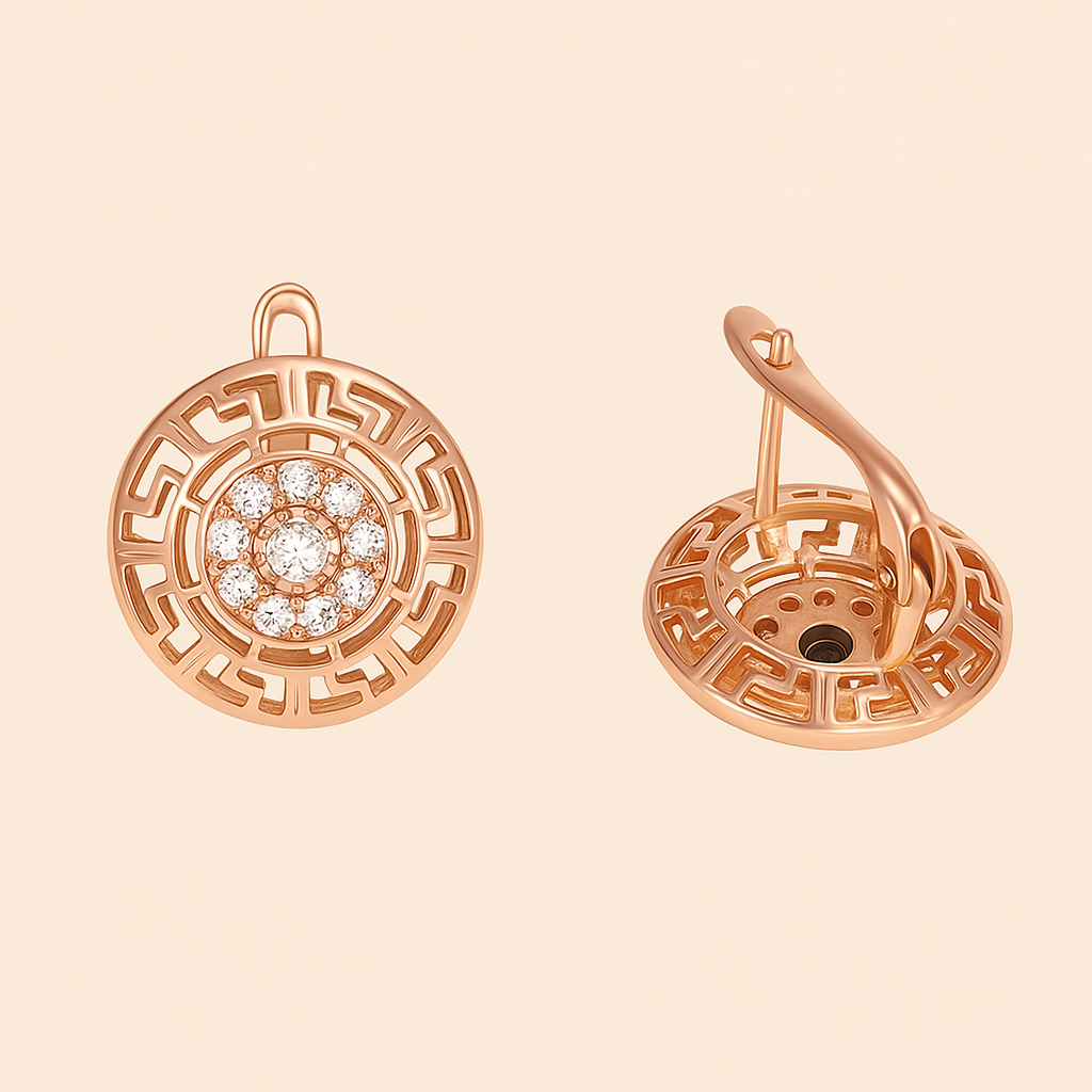 Vintage 14K vergulde creolen met fonkelende zirkonia