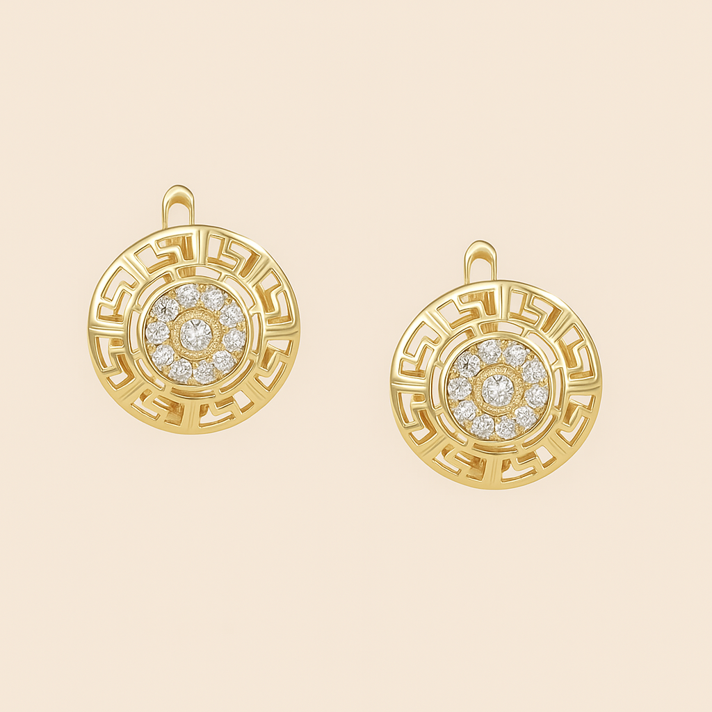 Vintage 14K vergulde creolen met fonkelende zirkonia