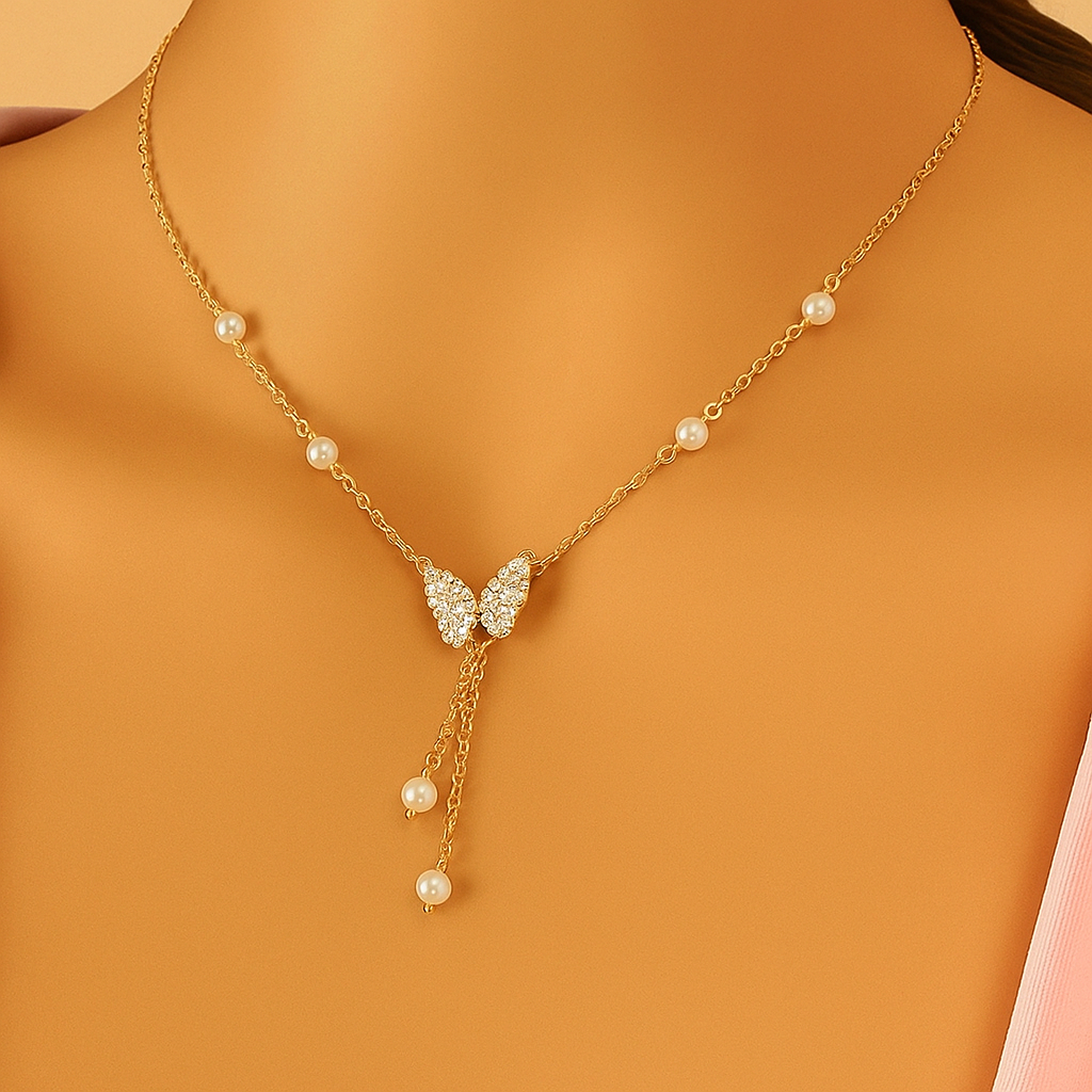 Elegante Vlinder Hangerketting met Imitatieparels