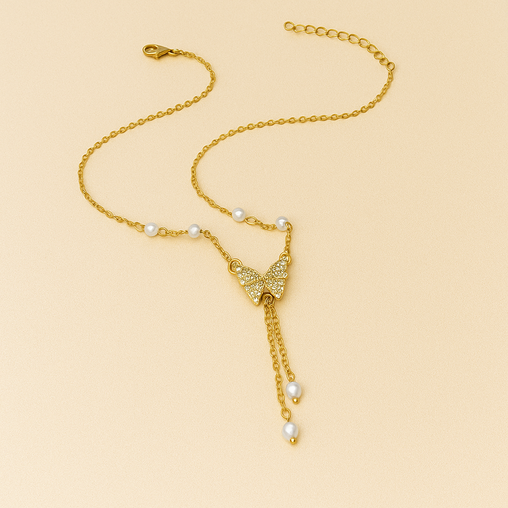 Elegante Vlinder Hangerketting met Imitatieparels