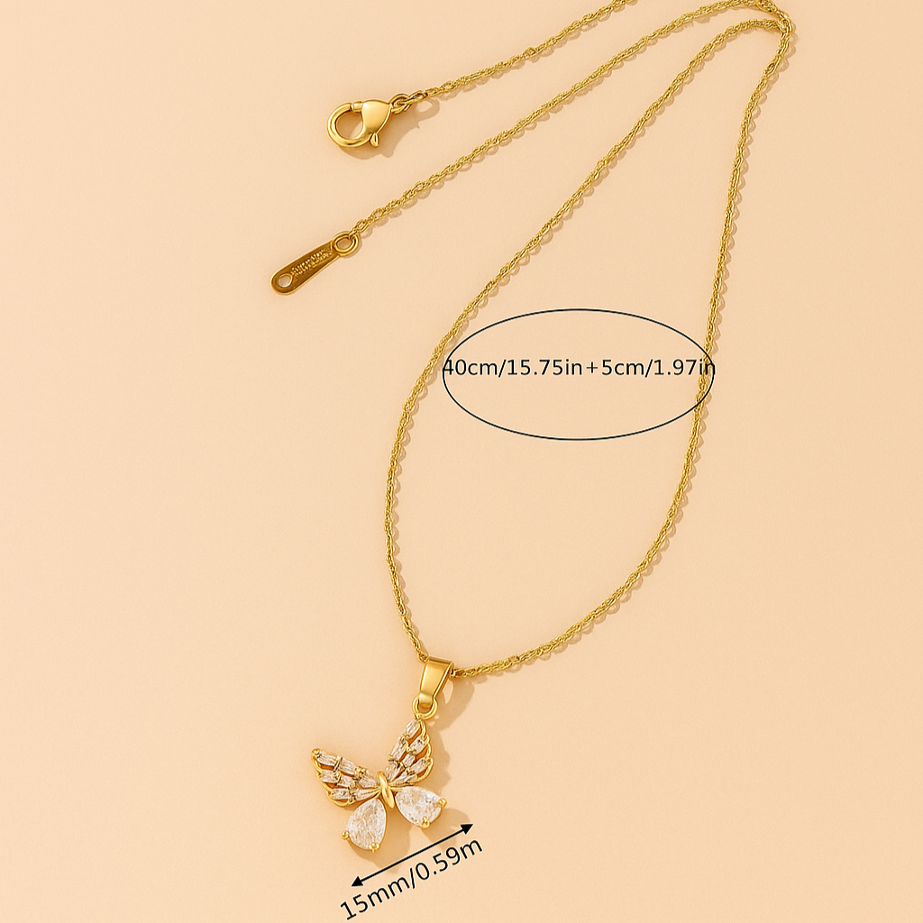 Gouden Vlinderhanger Ketting met Strassstenen