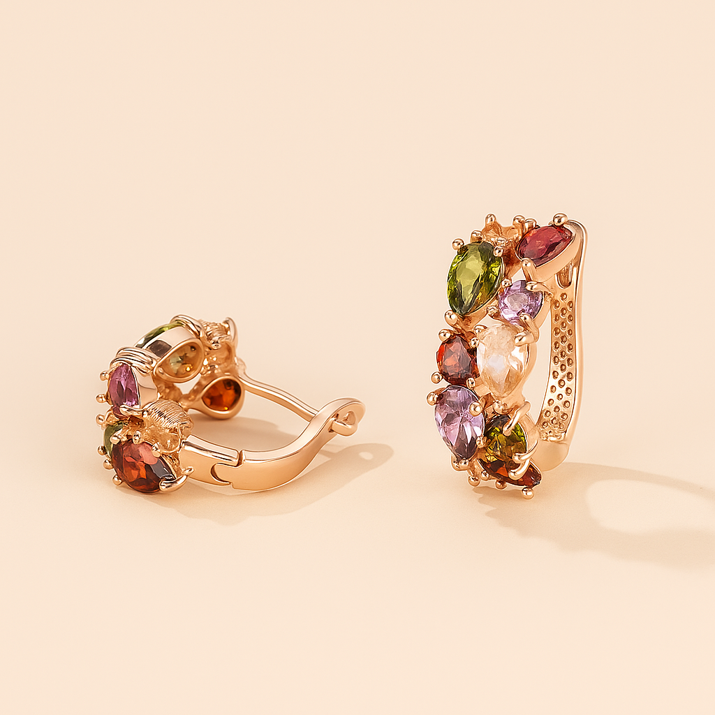 Prachtige Hoepeloorbellen met Multicolor Zirkonia