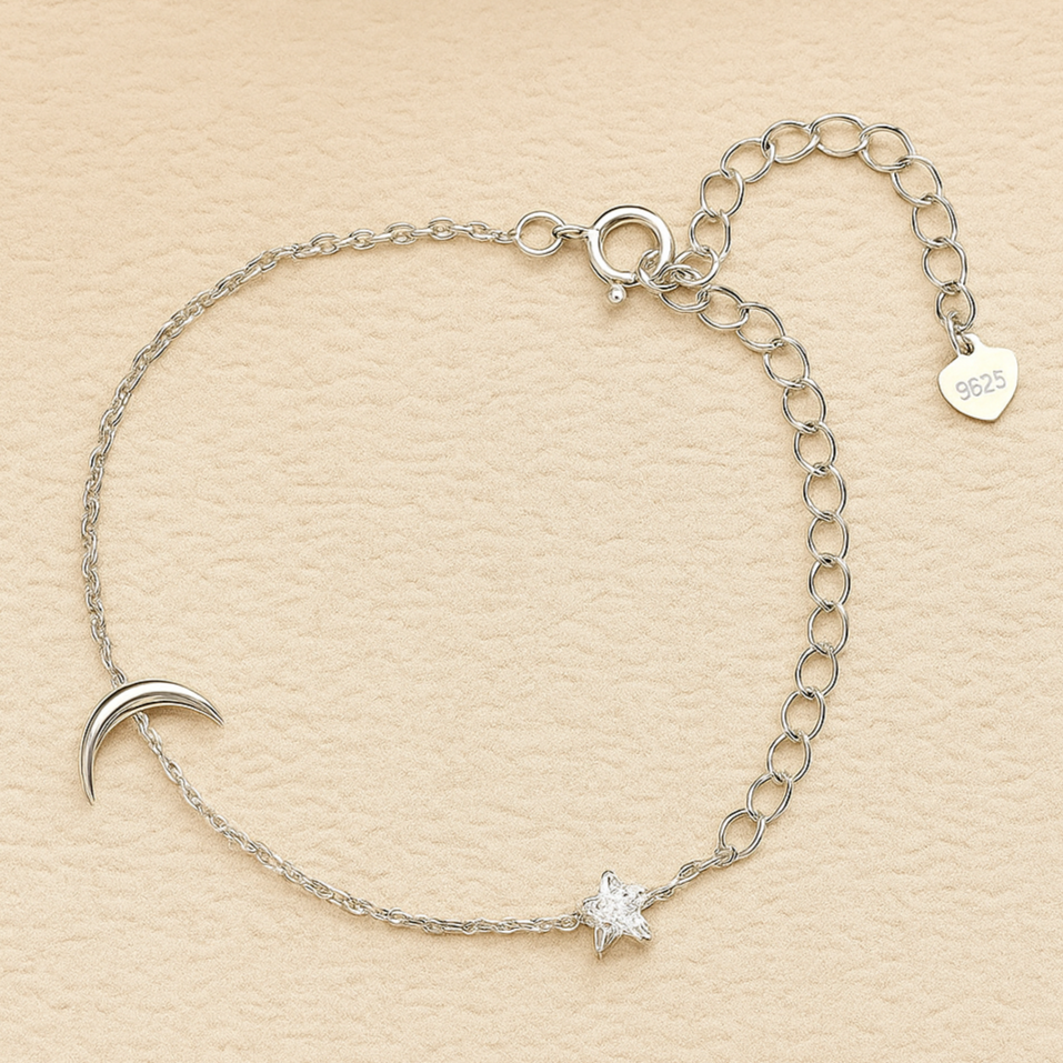 Sterling Zilveren Armband met Maan & Ster en Zirkonia