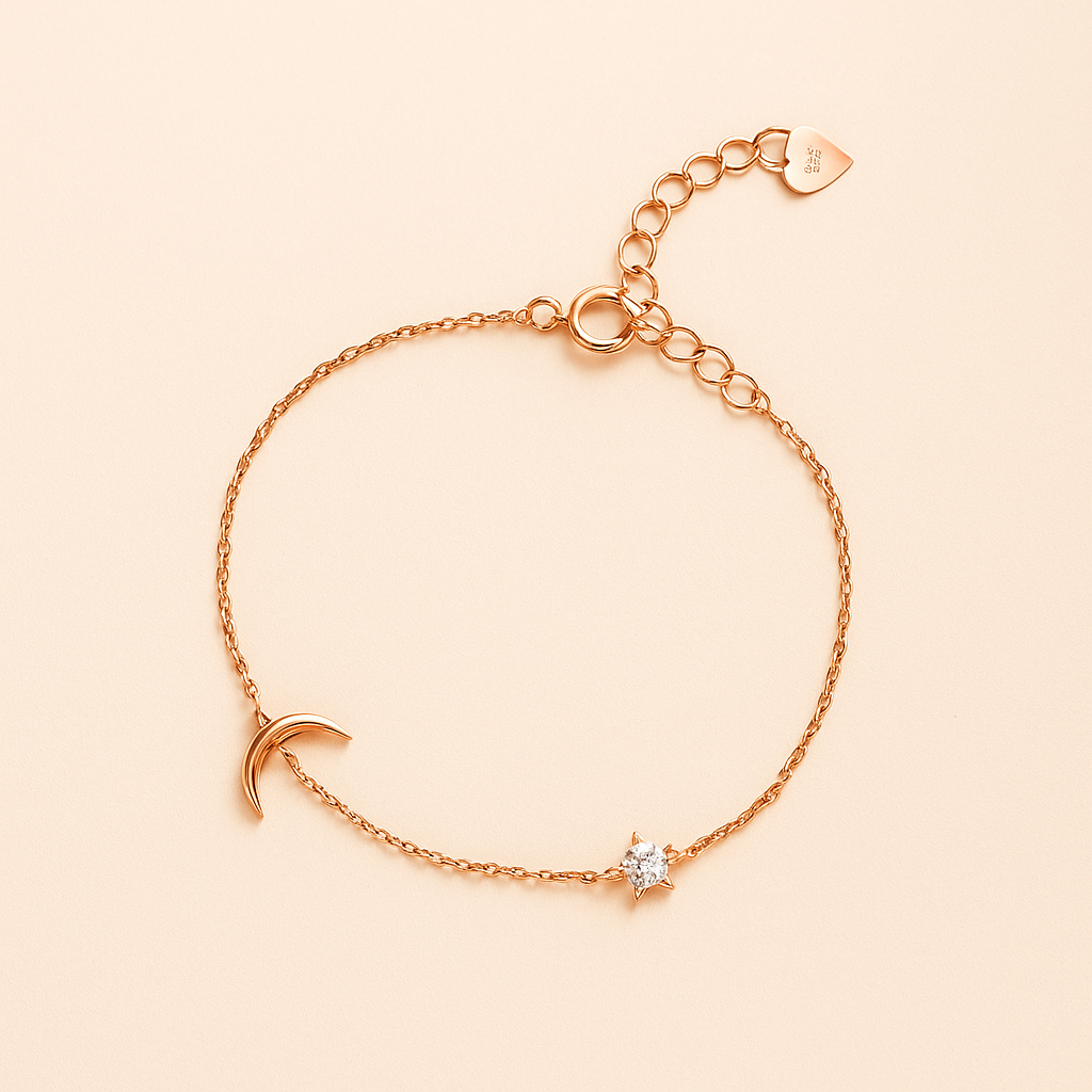 Sterling Zilveren Armband met Maan & Ster en Zirkonia