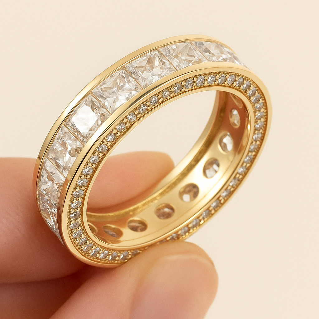 Eeuwige Brede Bandring voor Dames – Cubic Zirkonia