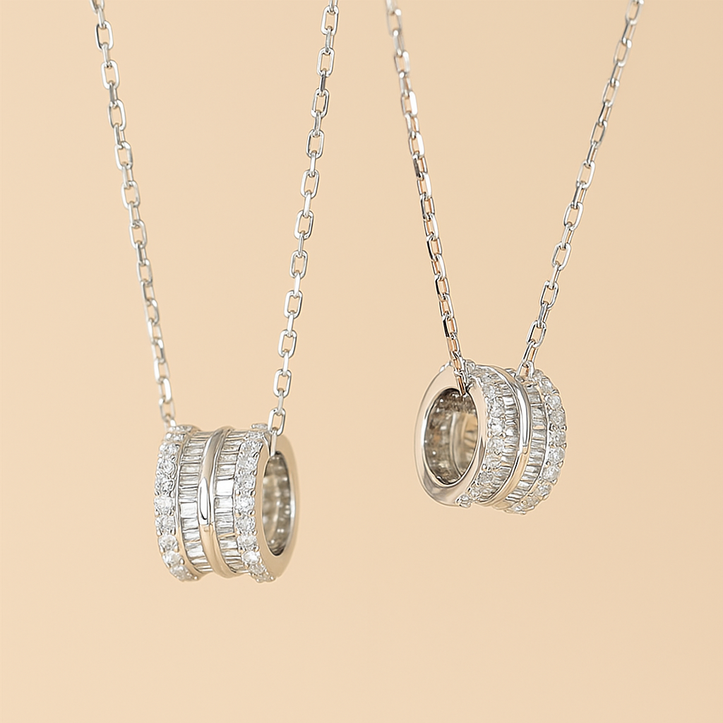 Geometrische Cirkel Hangerketting met Sprankelende Synthetische Zirkonia