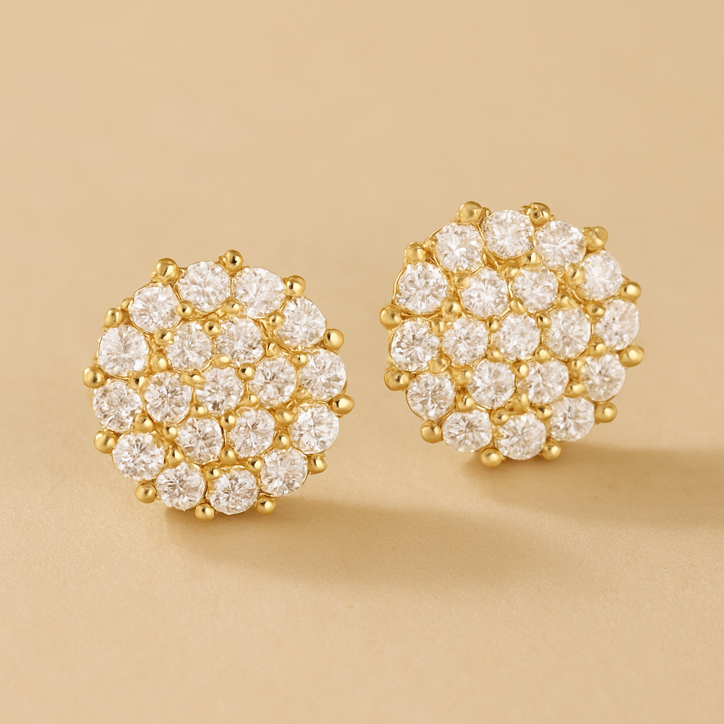 Luxe Bloemvormige Koperen Oorbellen met Sprankelende Synthetische Zirkonia