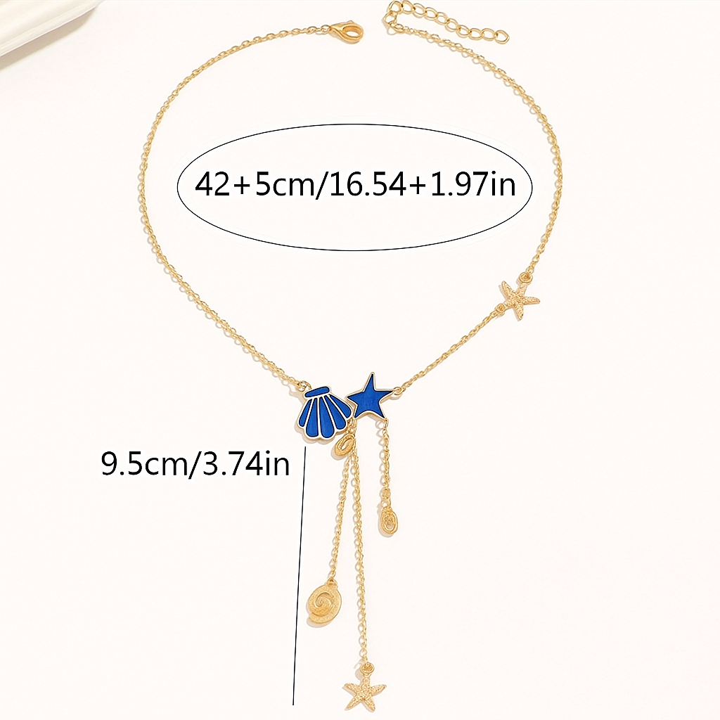 Oceaan-geïnspireerde Kettinkje met Kwast – Boho Zeester & Schelpen Design