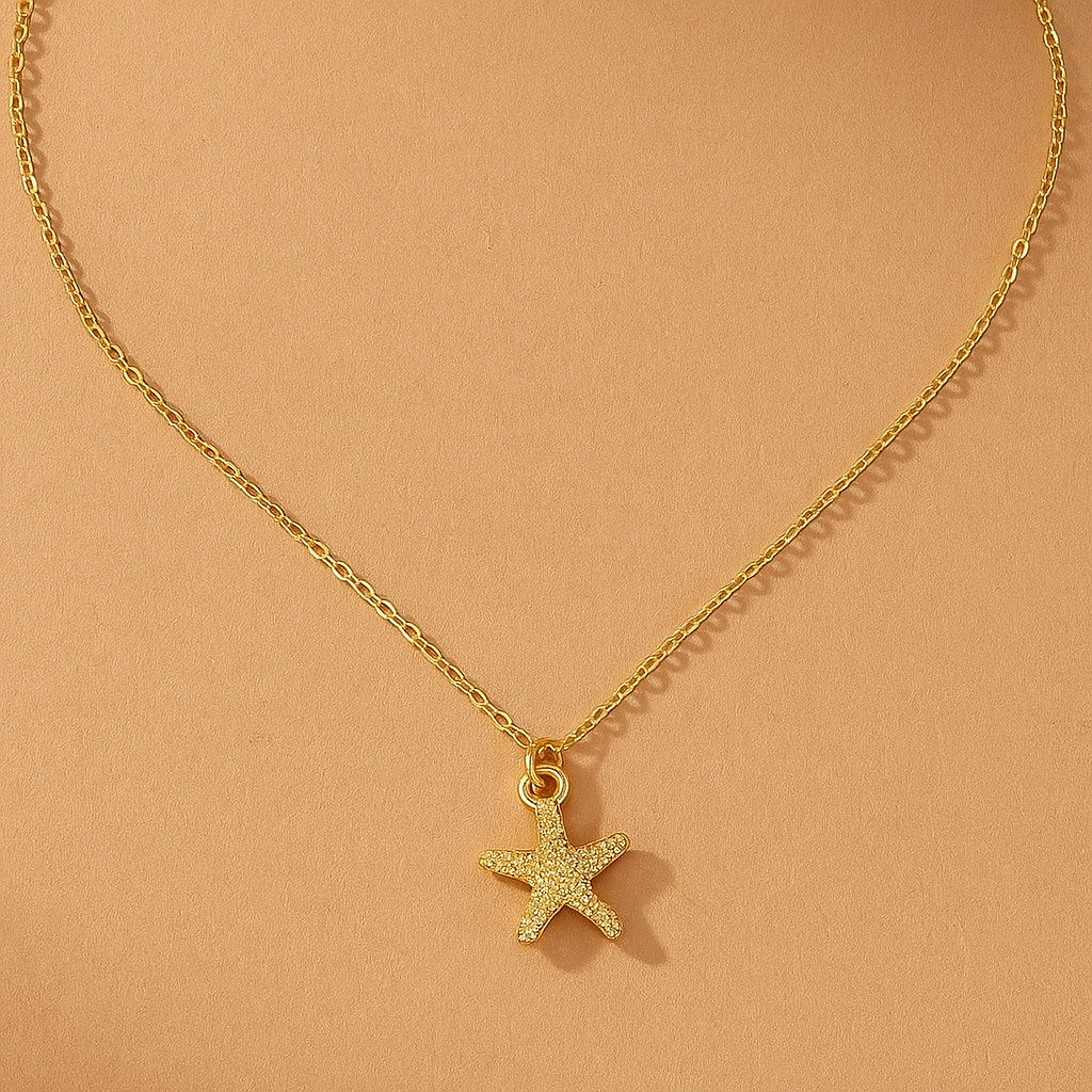 Zomerse Sferen Ketting – Gouden Zeester Hanger