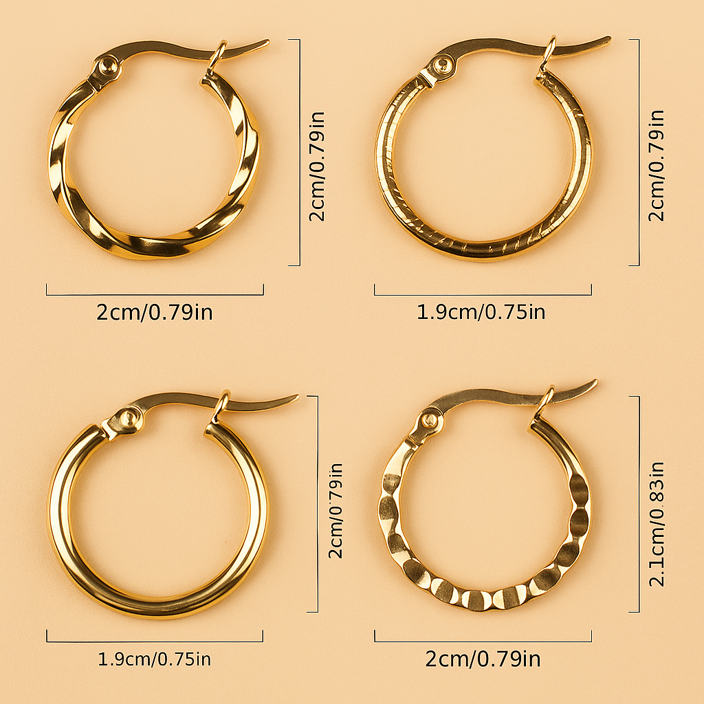Klassieke Gouden Oorringen – Set van 4 Paar voor Dames