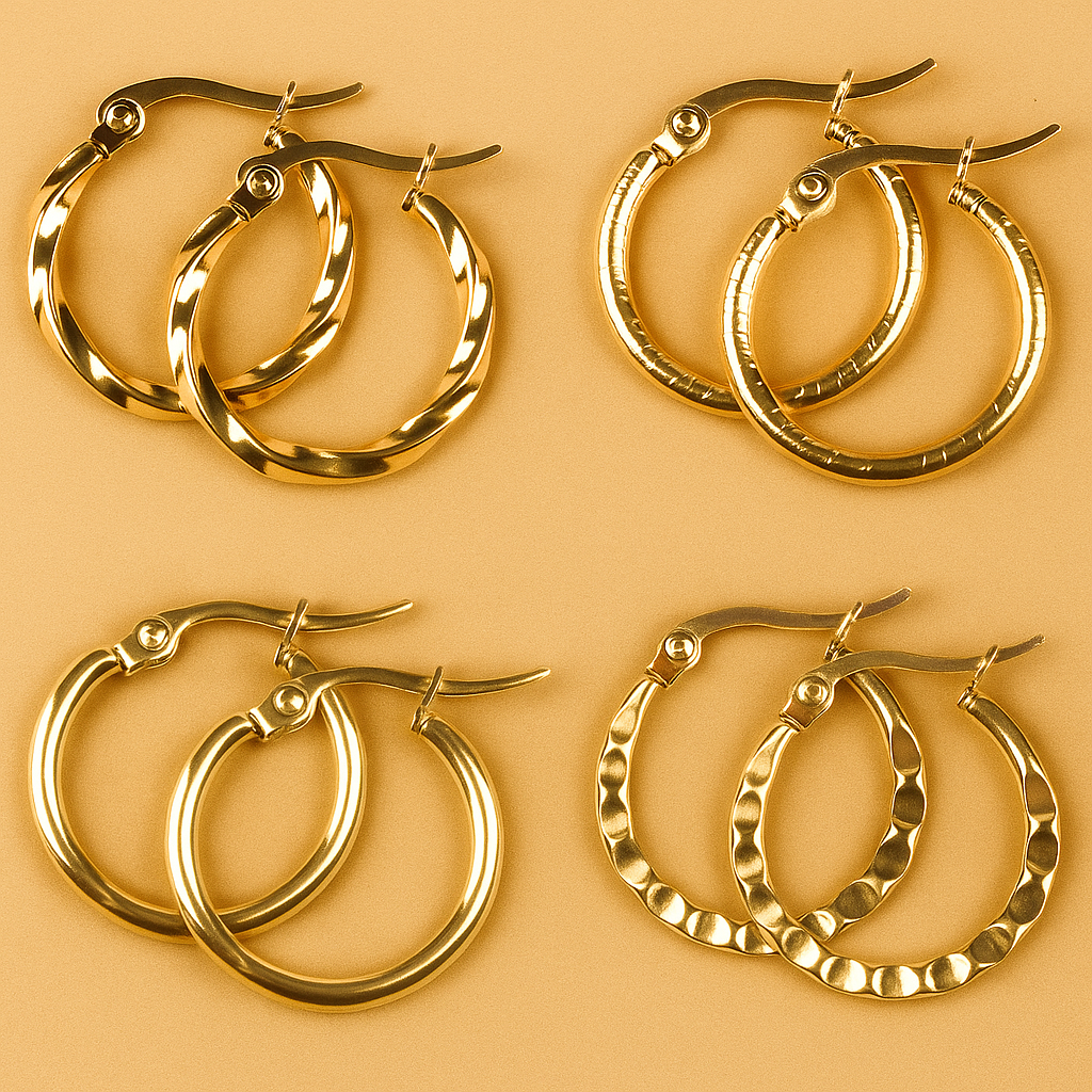 Klassieke Gouden Oorringen – Set van 4 Paar voor Dames