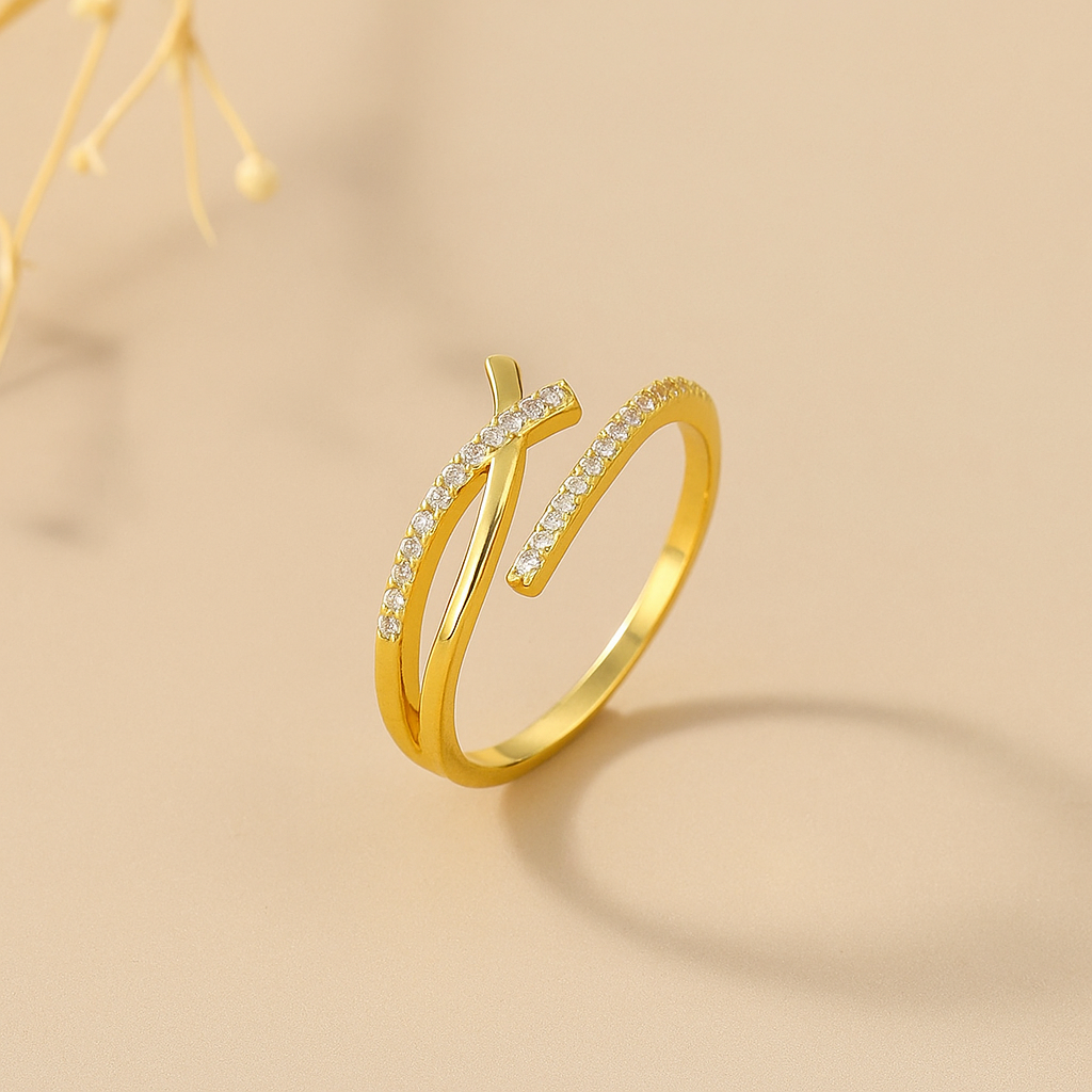 Voortreffelijke Verstelbare Manchet Ring voor Dames – Ingelegd met Fonkelende Zirkonia