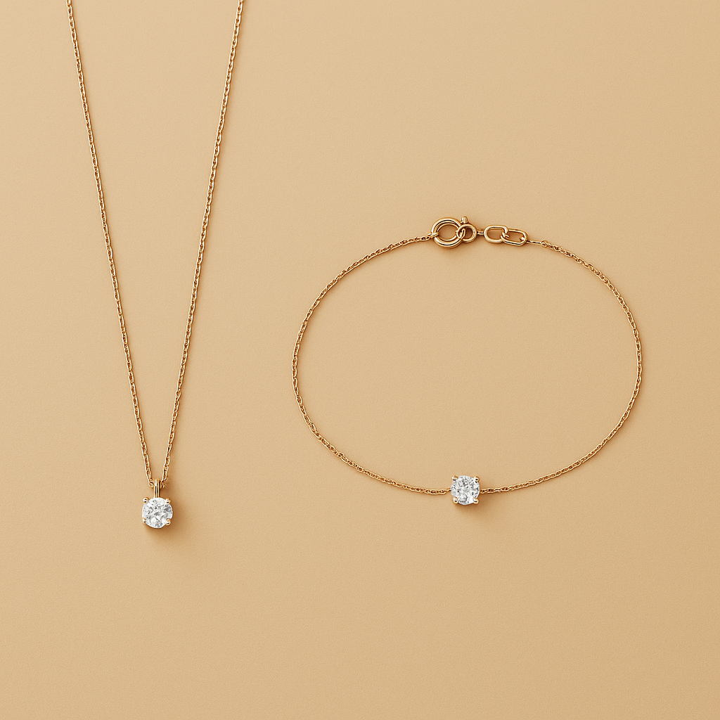 Cléa Set | Sprankelende Moissaniet in 14k Goud