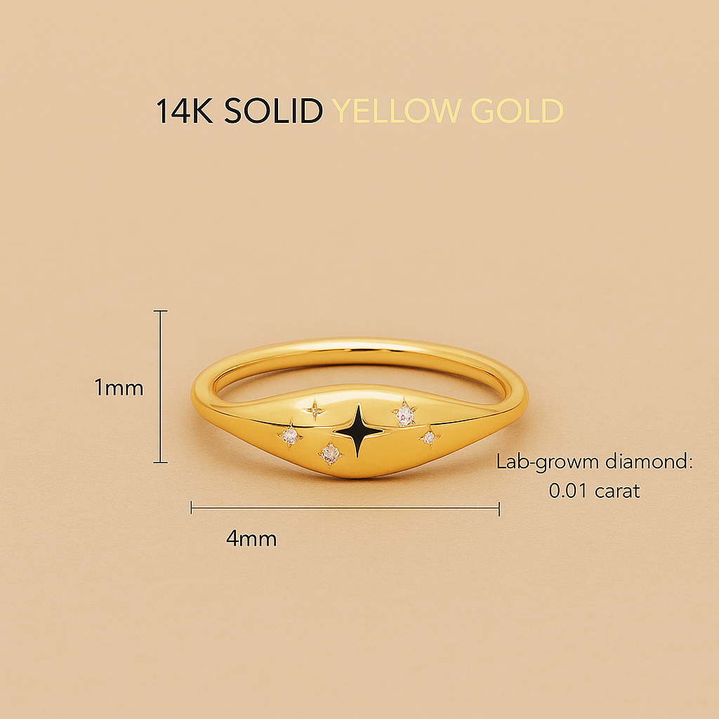 Elegante 14k Gouden Koepelring met Diamanten