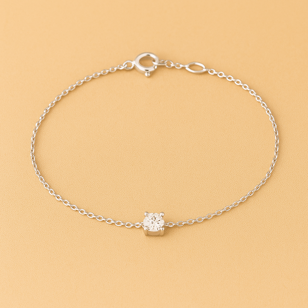 Cléa | Sprankelende Moissaniet Armband met Gouden Schakelketting
