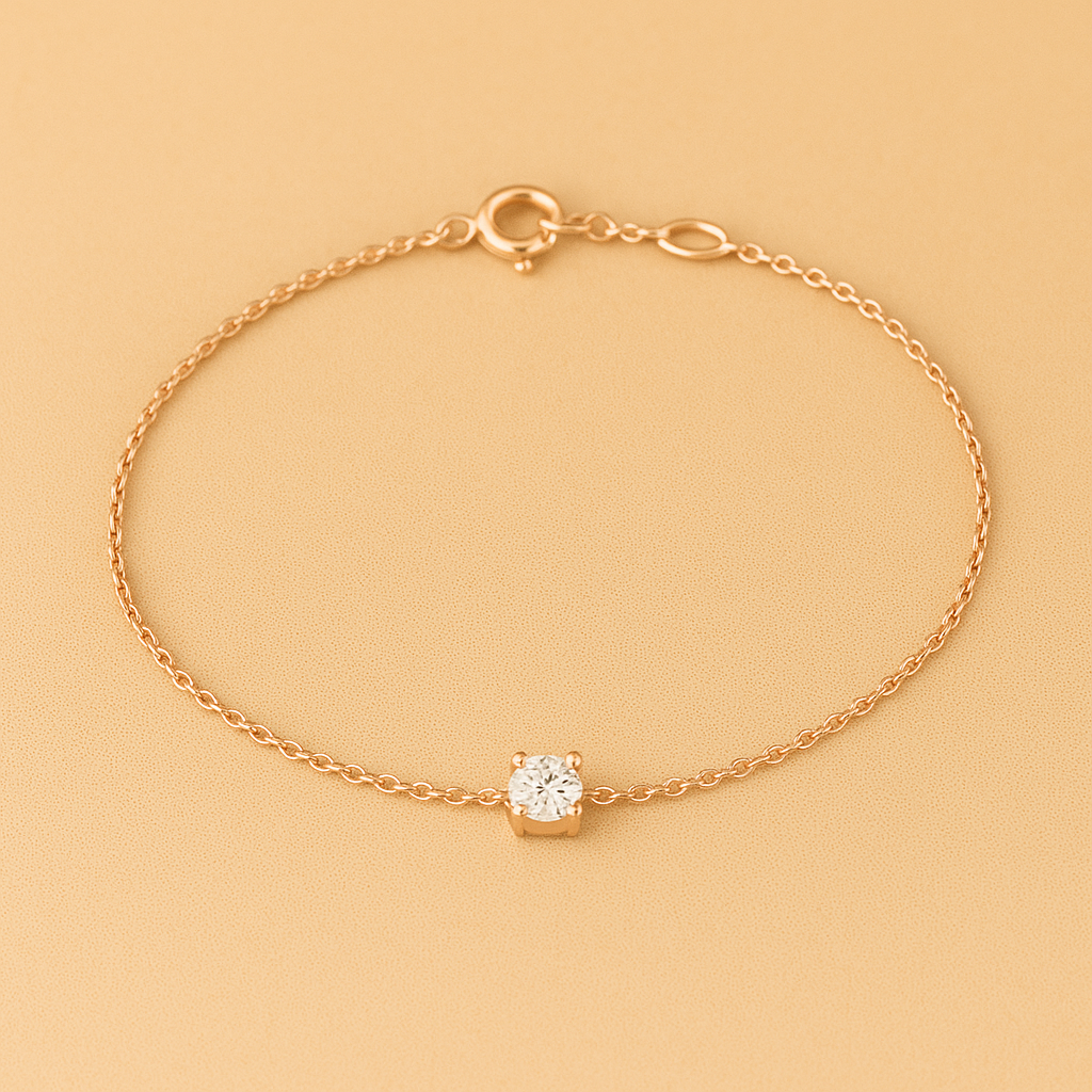 Cléa | Sprankelende Moissaniet Armband met Gouden Schakelketting