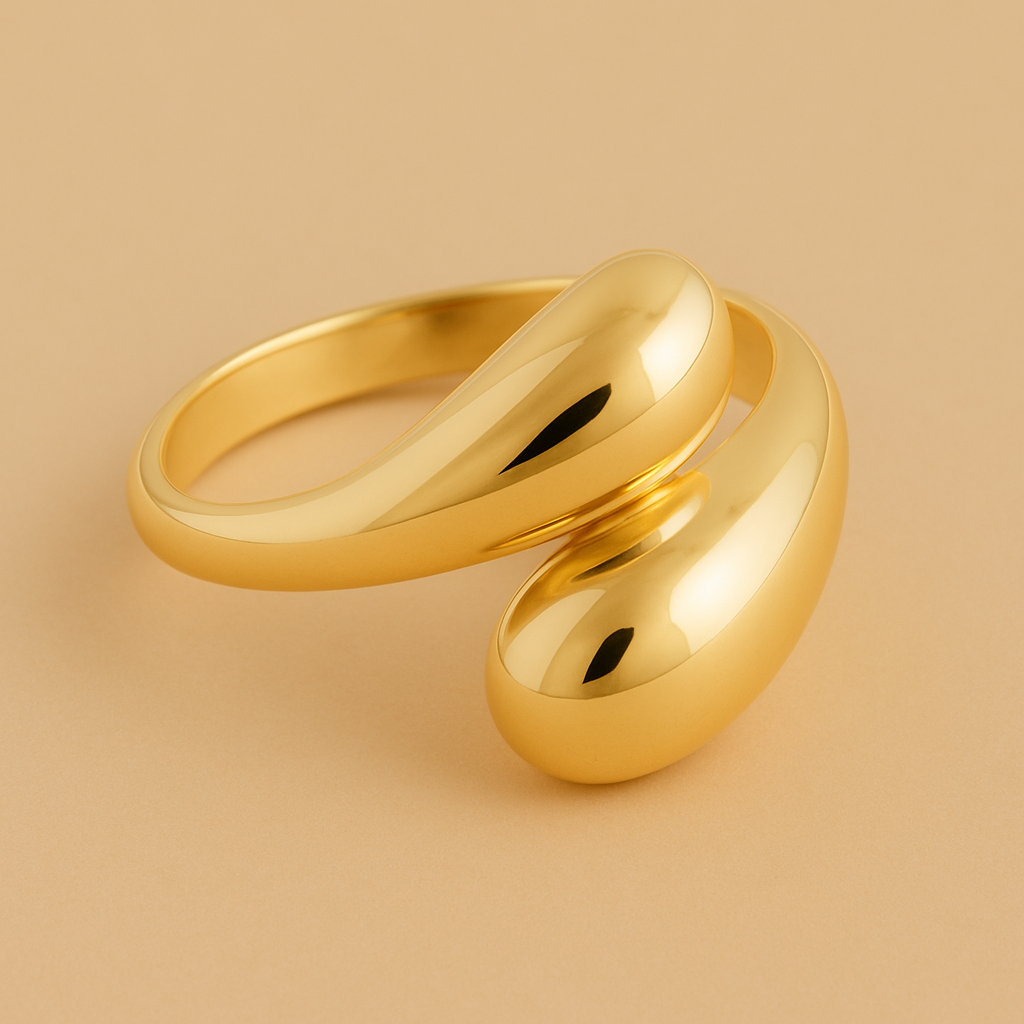 Verstelbare Wrap Ring – 14K Verguld Glanzend Design