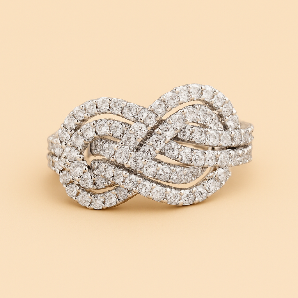 Kubieke Zirkonia Knoop Ring - Tijdloze Elegante Vrouwensieraden