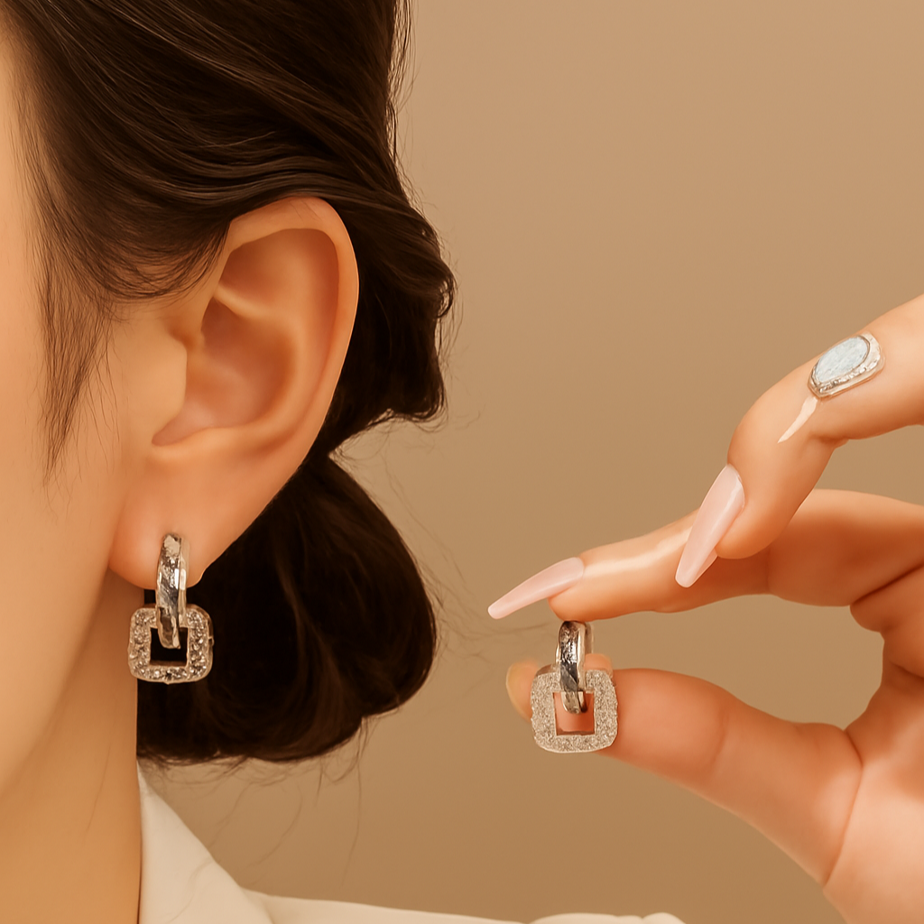 Vintage-geïnspireerde Vierkante Oorknopjes – Glinsterende Strassstenen voor Dames