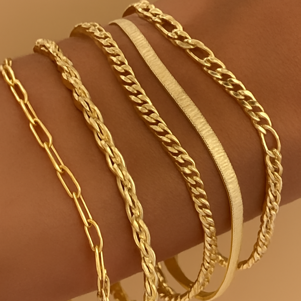 18K Vergulde Armbandenset - 5 Stuks