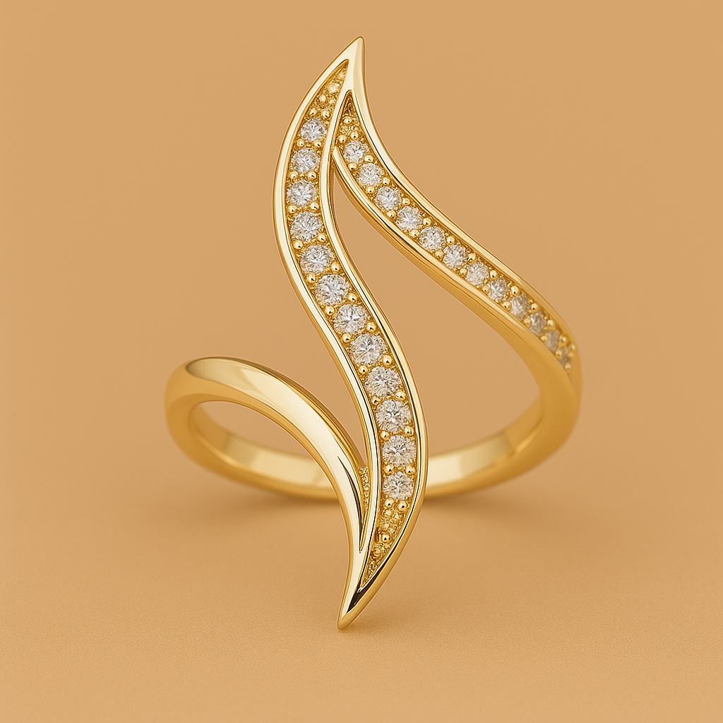 18K Goud Vergulde Statement Ring met Fonkelende Stenen