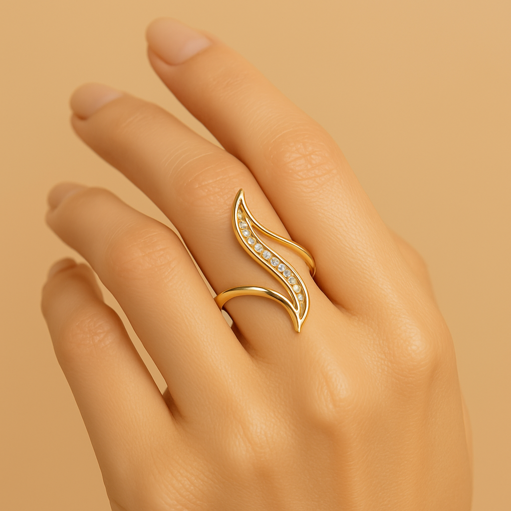 18K Goud Vergulde Statement Ring met Fonkelende Stenen